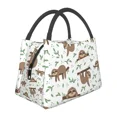 thumbnail image 3 of Bolsa de almuerzo con aislamiento térmico con bonito patrón de perezoso para mujer, lonchera reutilizable con diseño de animal perezoso kawaii, caja de almacenamiento para comida de viaje, 3 of 5