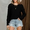 thumbnail image 7 of WCMZJ Women's Casual Long Sleeve Crewneck Crochet Sweater Lightweight Knit Pullover Sweaters Tops Black L, 7 of 7