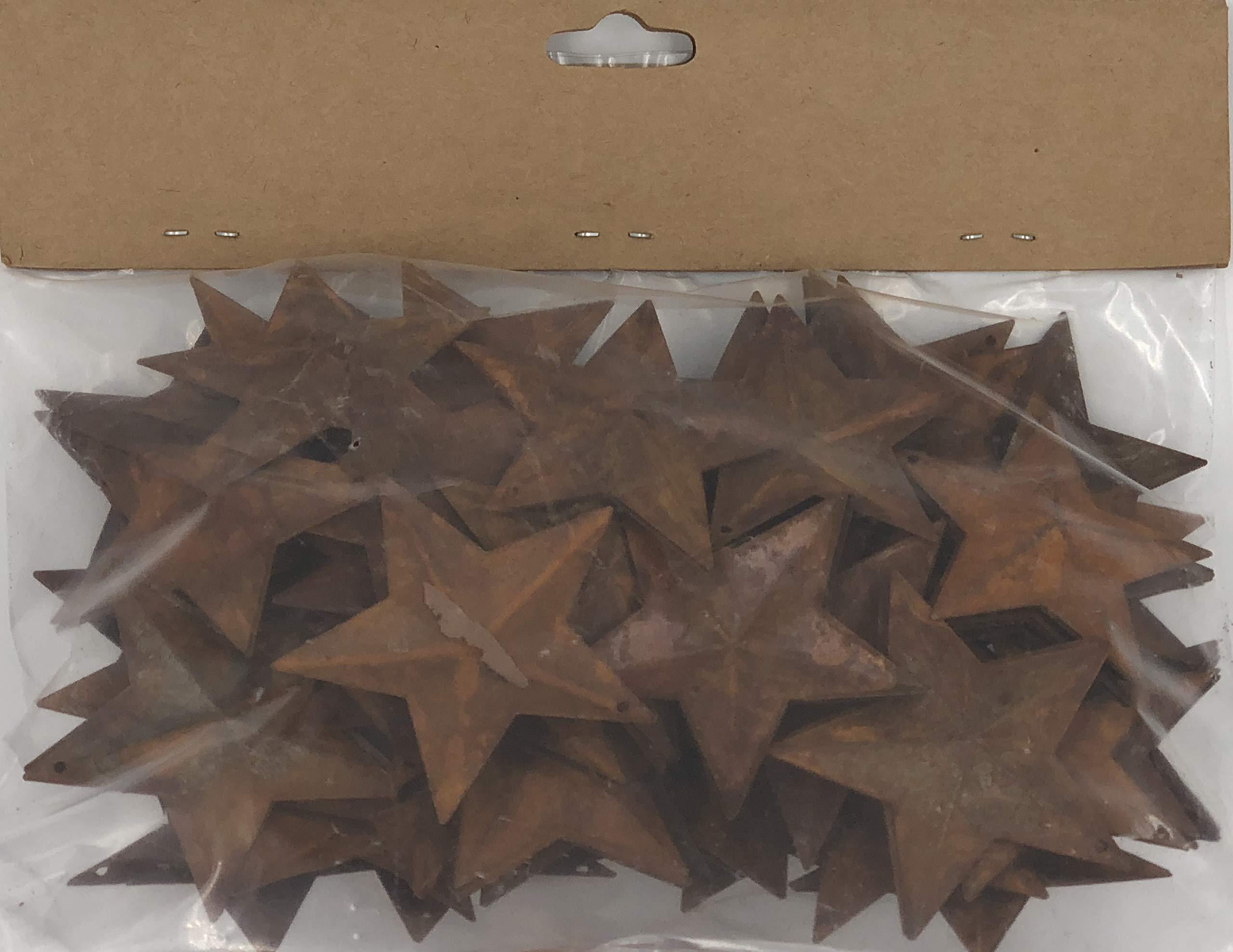 Group of 100 Rusted Metal Stars with Hole for Decorating and Finishing 