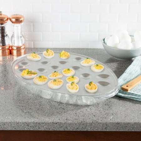 Cold Deviled Egg Tray-Chilled Platter with Ice Compartment-Egg, Fruit, Veggie Holder Serving Dish for Parties, Barbecues, or Events by Classic (Best Classic Deviled Eggs)