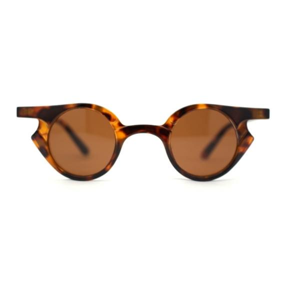 Retro Vintage Micro Circle Lens Hippie Pimp Plastic Sunglasses Tortoise Brown