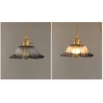 thumbnail image 4 of FSLiving Hanging Swag Pendant Light with 15ft Plug-in UL Dimmable Cord Brass Finished E26 Rotary Switch Socket Retro Tiffany Grey Hand-Made Glass Lamp for Bedroom,Bulbs Not Included - 1 Pack, 4 of 8