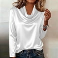 thumbnail image 6 of Hfnxid Cowl Neck Tops for Women Silk Satin 3/4 Sleeve Shirt Comfy Breathable Business Work T Shirts Dressy Casual Loose Fit Summer Tee White XXL, 6 of 6