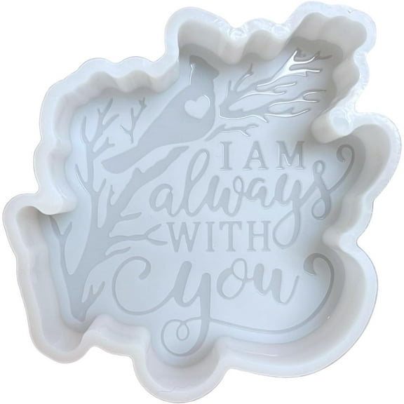 I Am Always with You Cardinal Car Freshie Silicone Mold 3.75 x 4 x 1.2 inches Religious Christian Freshie Supplies Quote Saying with Words Red Bird for Scented Aroma Beads Oven Safe Bake up to 450 F