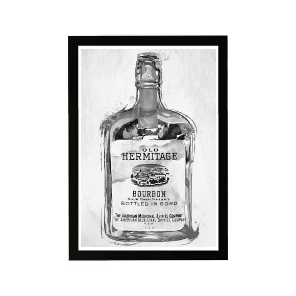 Wynwood Studio Drinks and Spirits Wall Art Prints 'Bourbon Whiskey Night Silver' Home Décor, 13x19, Black Frame