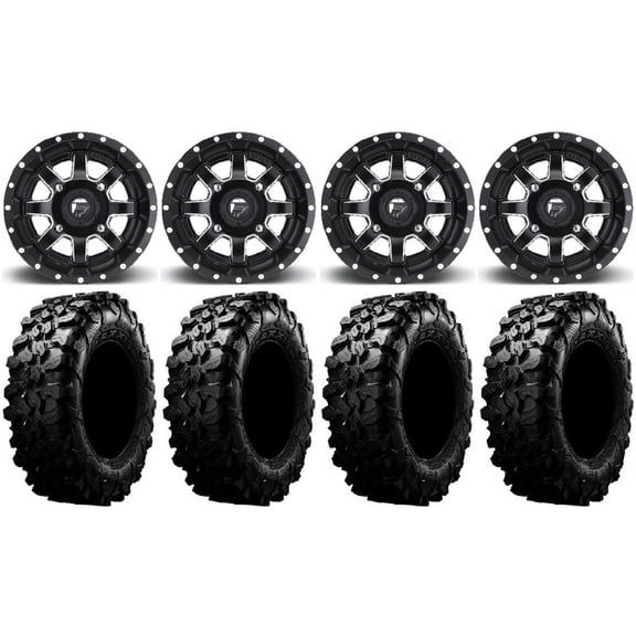 Fuel Maverick Black 14" Wheels 32" Carnivore Tires Kawasaki Mule Pro FXT
