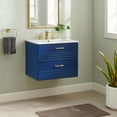 thumbnail image 2 of Sink Vanity Cabinet, Blue White, Ceramic, Wood, Modern Contemporary, Hotel Bedroom Bathroom Master Suite Guest, 2 of 9