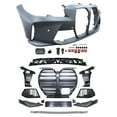 thumbnail image 2 of Ikon Motorsports Front + Rear Bumper Cover + Side Skirts with Ambient Light Compatible With 2019-2023 BMW 3 Series G20 Sedan M3 Style Unpainted Bumper Conversion Round Tips Outlet Diffuser Bodykit, 2 of 5