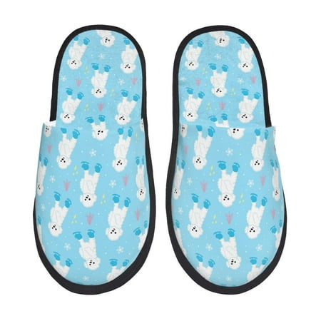 

Tideii Skating Poodle Fun for Home Indoor Cotton Slippers Autumn and Winter EVA Plush Slippers Household Supplies Unisex-Large