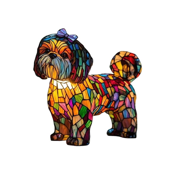 Dog Series Art Night Light, Stained Resin Dog Tabletop Night Light, Vintage Animal Home Decor, Cute Pet Dogs Themed LED Table Lamps with Warm Ambient Glow