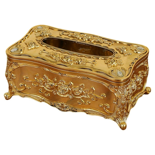 Caja de pañuelos, soporte para pañuelos faciales, caja de papel, dispensador de servilletas rectangular para Oro