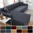 thumbnail image 2 of Plain Corner Sofa Covers for Living Room Elastic Spandex Couch Cover Stretch Slipcovers L Shape Sofa Need Buy 2pcs Sofa Cover, 2 of 7