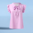 thumbnail image 3 of QASIEATN Trendy Essentials Clothing for Women: Graceful Sleeveless Blouse Bow Tie Neck Cap Sleeve Casual Shirt Fall Fashion Outfits for Women, 3 of 5