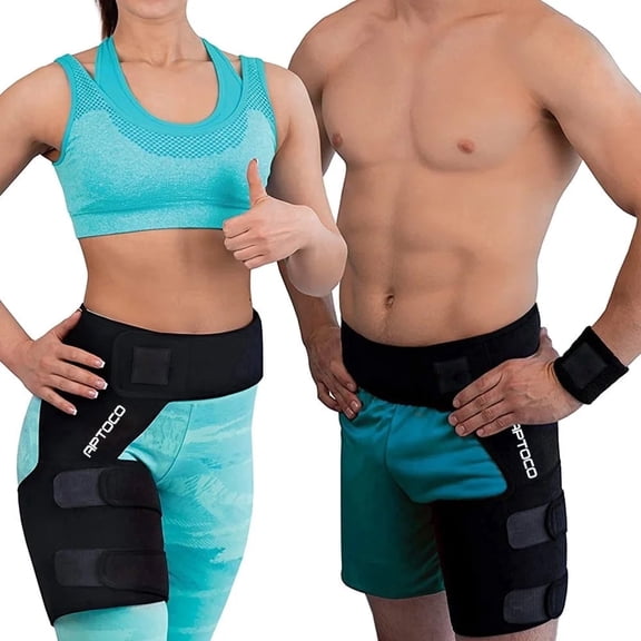 Aptoco Hip Brace for Men & Women, Adjustable Compression Support for Hips & Thigh, Non-Slip, Fits 32"-44", Left or Right Leg