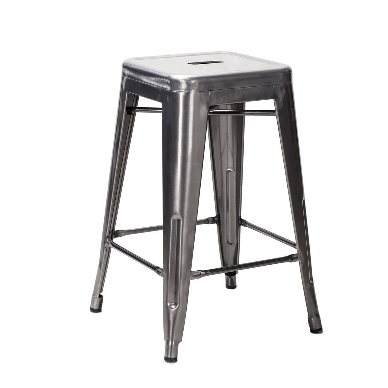 Tolix Style Backless Metal Industrial Stack Counter Height Stool Stackable Metallica Cafe Counter Stools OCC Set of 2 Black