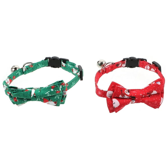 CIMAXIC christmas 2Pcs Christmas Cat Collars Bow Tie Cat Collars Lovely Cat Collars with Bells,11.02"X0.39"X1.38"