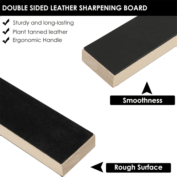 Leather Strop for Knife Sharpening, Double Side Stropping Block with Ergonomic Handle for Sharpening Knives, Woodcarving,2pcs x leather strop for knife sharpening