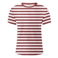 thumbnail image 4 of YANGXINX Mens Carnival Striped T-Shirts Texture Color Block Crew Neck Short Sleeve Tees Soft Breathable Casual Loose Pullover Tops, 4 of 4