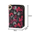 thumbnail image 4 of PU Leather Zipper Card Case Credit Card Holder Small Wallets Black and Red Leopard Print, 4 of 7