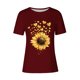 thumbnail image 4 of Tops de Ajuste Suelto para las Mujeres Sudadera Casual Impresa Manga Corta Cuello Redondo Superior, Poliéster, 4 of 4