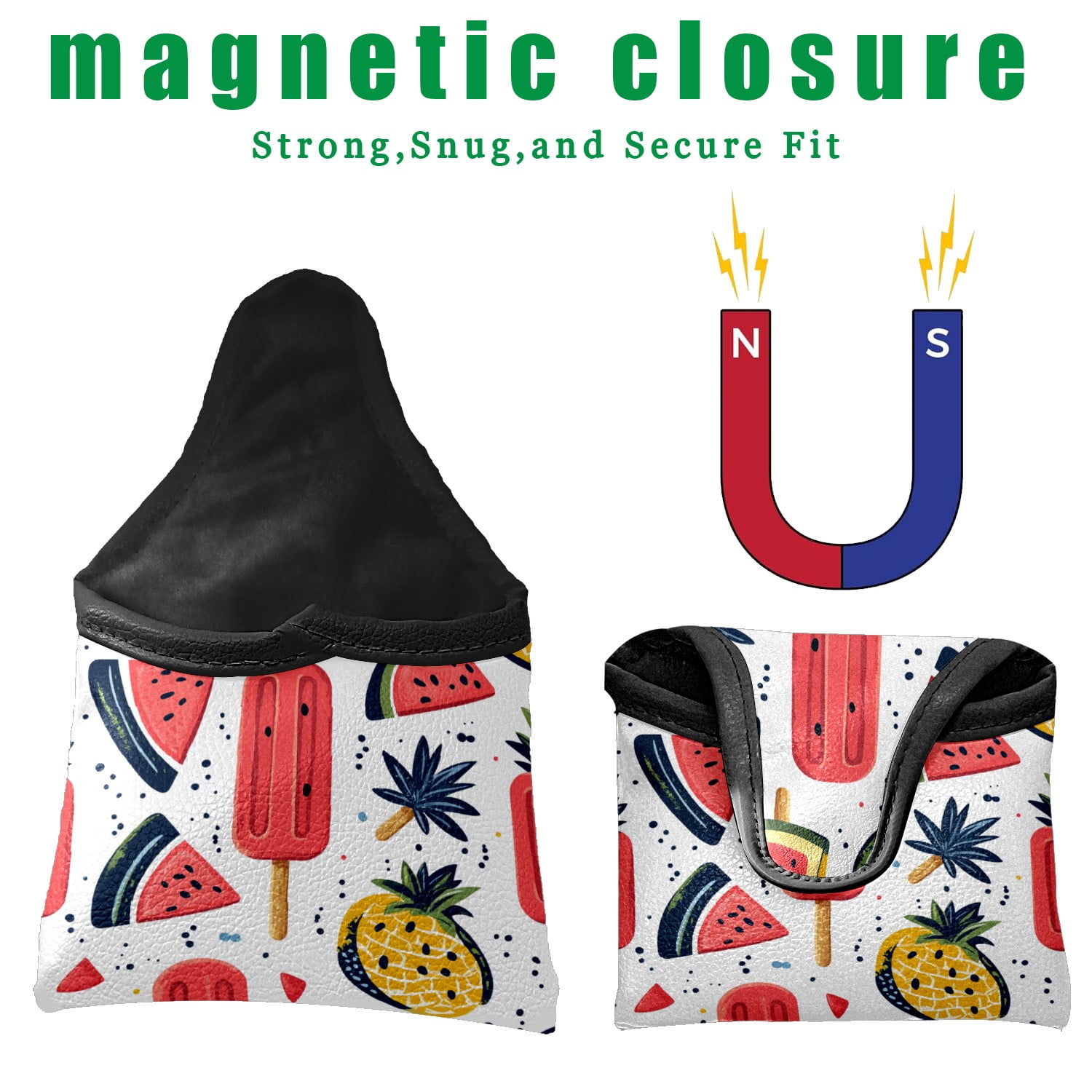 Golf Mallet Putter Cover Premium Leather Waterproof Golf Putter Head Cover with Magnetic Closure Summer Coolness