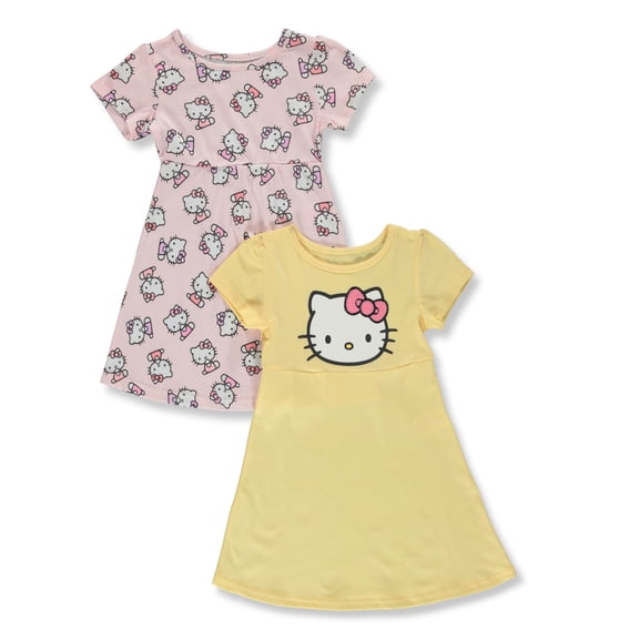 Hello Kitty Girls' 2-Pack T-Shirt Dress Set Color: multi Size: 4