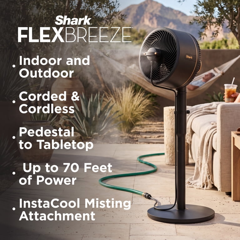 Shark FlexBreeze Cordless Fan, 24-Hr Battery, Pedestal & Tabletop