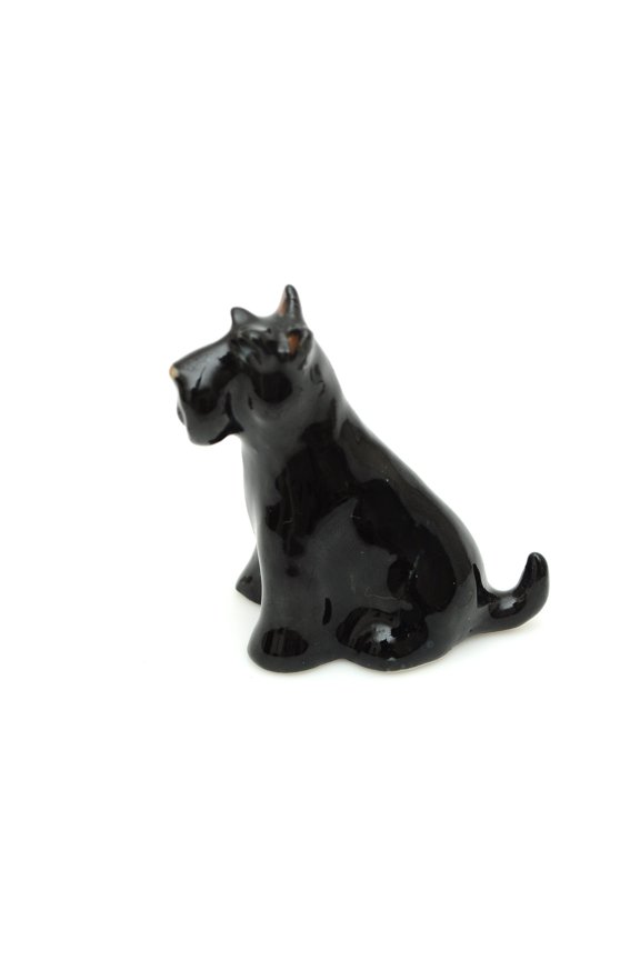 Handmade Miniatures Ceramic Sitting Scottish Terrier Figurine Animals Decor Collection
