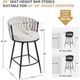 thumbnail image 2 of BFZ Bar Stools Set of 2 for Kitchen Counter, 26 inch Modern Fabric Counter Height Barstools, 360°Swivel Bar Chairs Stools with Woven Back and Footrest for Bar, Kitchen Island, 2 of 8