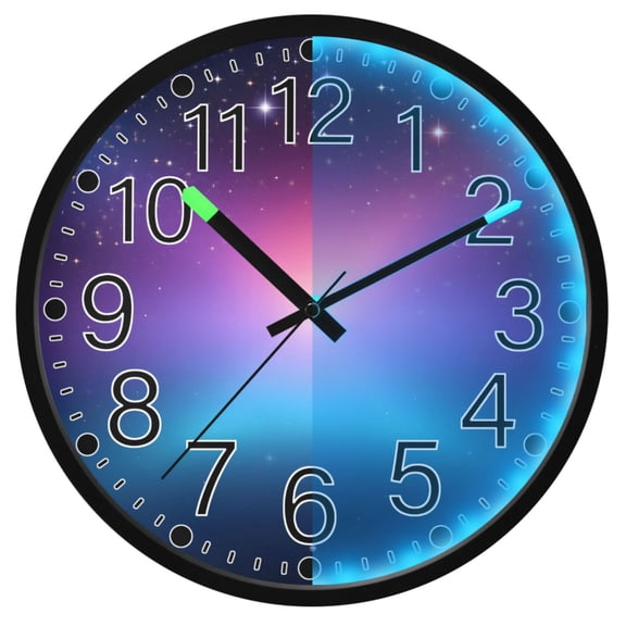 Ryvnso Blue Starry Gradient 12 Inch Night Light Wall Clock Silent Battery Operated Luminous Clocks