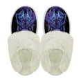 thumbnail image 2 of Chririnla Purple Wolf Print Cotton Slippers with Fur Edges Warm House Shoes for Women Winter Home Slippers with Anti-Skid Sole, 2 of 7