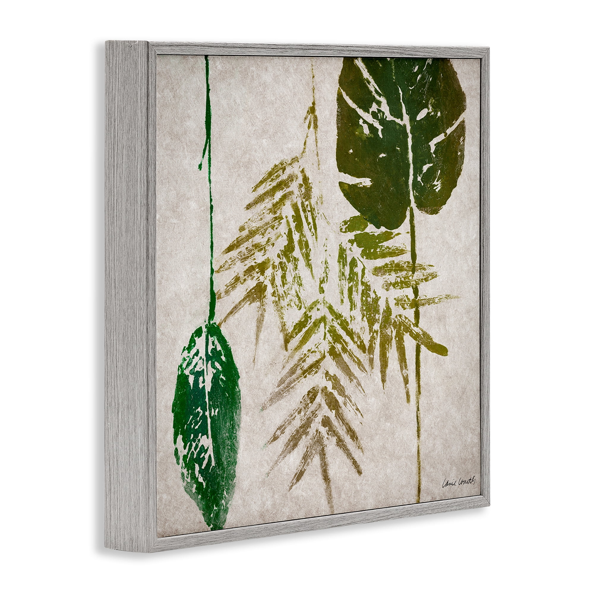 Stupell Industries Botanical Leaf Impressions Botanical & Floral Painting Gray Framed Art Print Wall Art, 12 x 12
