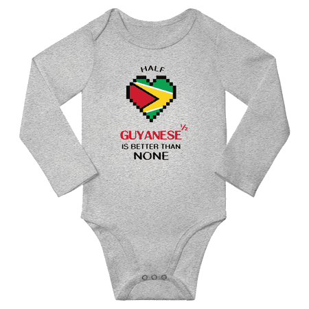 

1/2 Half Guyanese is Better Than None Cute Baby Long Slevve Bodysuit (Gray 12-18 Months)
