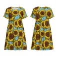 thumbnail image 3 of Bixox Robe d'Été à Manches Courtes pour Femmes Robe Ample Longueur Genou avec Poches-Tournesols, 3 of 7