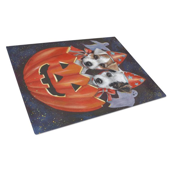 Caroline's Treasures PPP3105LCB Jack Russell Terrier Halloween Glass Cutting Board Large, 12H x 16W, multicolor