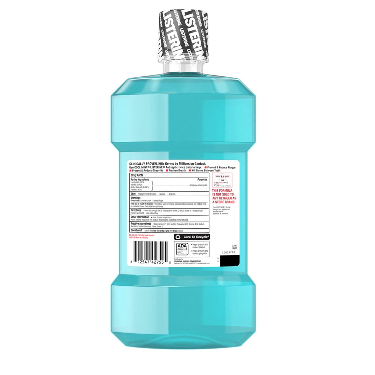 Listerine Antiseptic Mouthwash, Cool Mint 1500 mL (Pack of 2)