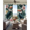 thumbnail image 6 of Parrot Flower Blackout Curtains for Bedroom Living Room Darkening Curtains 90 Inch Summer Fruit Palm Leaves Watercolor Black Out Window Curtain Privacy Window Treatment Grommet Drapes 52"x90"x2, 6 of 9