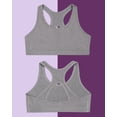 thumbnail image 4 of Fruit of the Loom Girls Stay Dry Racerback Sports Bra 2 Pack, 4 of 6