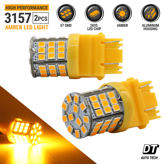 Syneticusa 3157 3156 LED Amber Turn Signal DRL Side Marker Light Bulbs