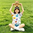 thumbnail image 3 of Grblisyd Girls Summer 2 Piece Outfits Casual Kids Lounge Sets Shorts Sleeve Tops and Elastic Waist Shorts, 3 of 5