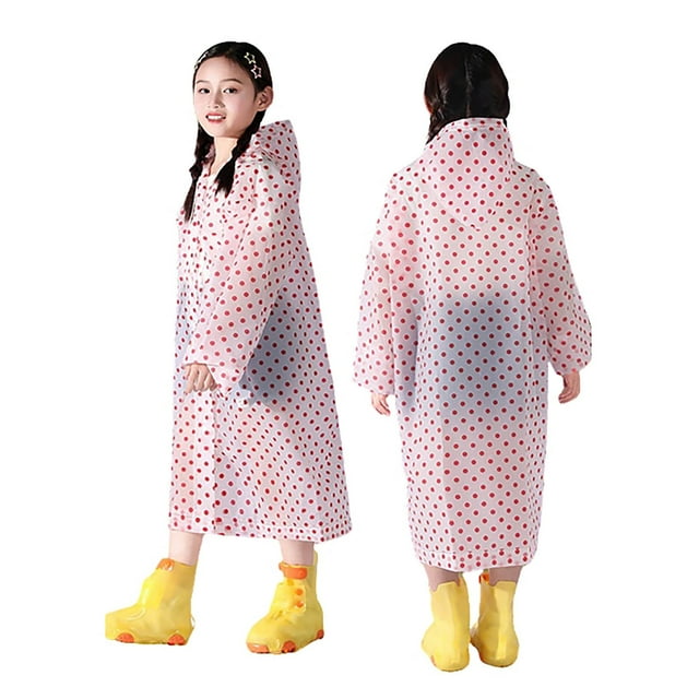 Poncho Imperméable Épais Uni à Boutons pour Filles Printemps Été Automne, Ponchos de Pluie Vêtements pour Garçons