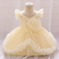 thumbnail image 3 of Efsteb Girls Birthday Dress Cute Tulle Formal Wedding Party Ruffle Tutu Princess Dresses (Yellow,9 Months), 3 of 8