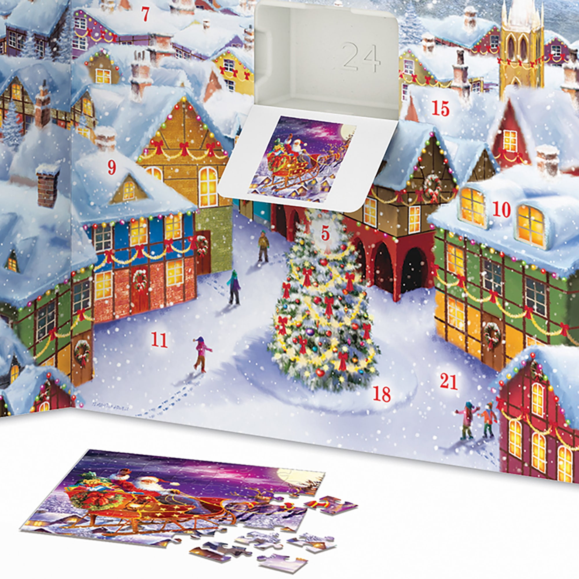 Eurographics: Puzzle Advent Calendar: Christmas Memories - 24 Daily Unique Individual Jigsaws, 5 x 5" 50pc Each, 1200pcs Total, Holiday Countdown Gift