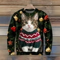 thumbnail image 4 of Wutalume Men's Christmas Themed Printed Collar Sweater, Colorful and Joyful, Great for Holiday Gatherings and Casual Wear,Fluorescent Green S, 4 of 6
