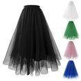 thumbnail image 5 of Quixlent Women Mesh Gauze Skirt Elastic High Waist Pleated A-line Skirt Solid Color Maxi Tulle Skirt Prom Clothes, 5 of 8