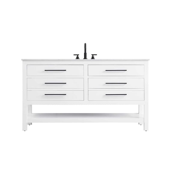 Elegant Kitchen and Bath 60 inch Single Bathroom Vanity in White