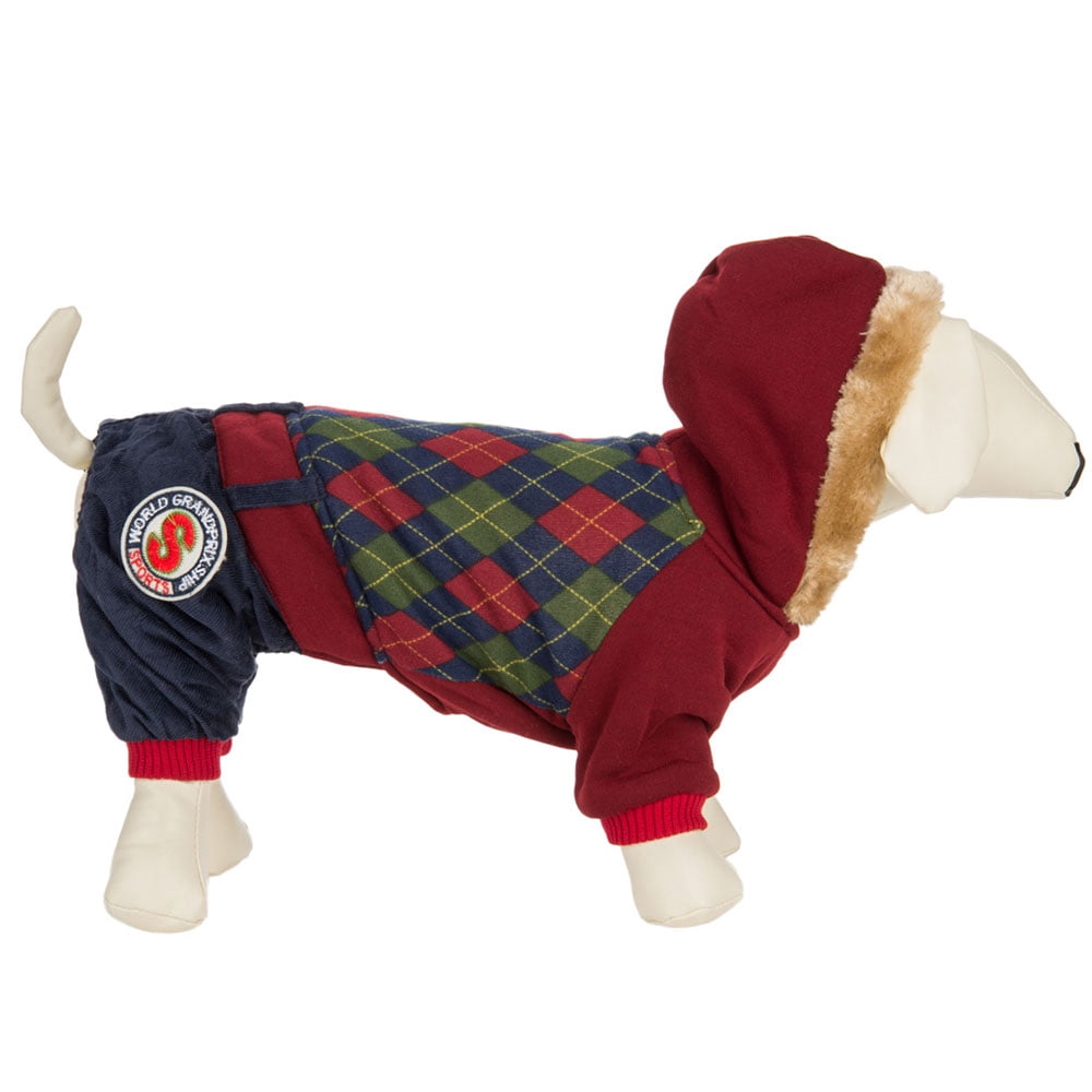 CUECUEPET Hoodie Cotton Gender Neutral Jacket for Small to Medium Sized Dogs (Red / Green Plaid) [Multiple Sizes Available]