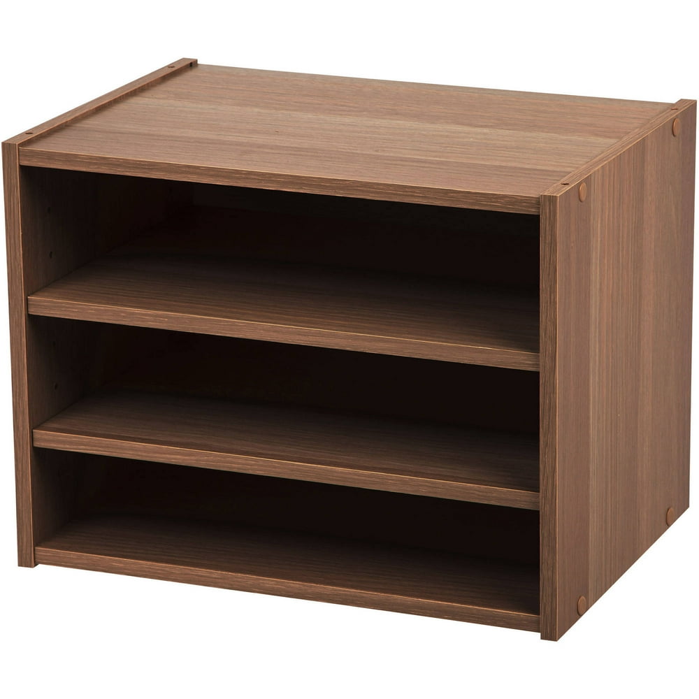 IRIS USA Stackable Wood Box Shelves, Dark Brown, 1 Pack