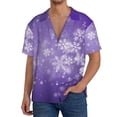 thumbnail image 1 of Fotbe Snowfall Sky White Purple Camisa Estampada de Manga Corta para Hombre, Casual de Verano, Estilo Playero, Sin Arrugas-XX-Large, 1 of 5