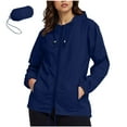 thumbnail image 3 of Horkkom Rain Jacket Women Waterproof with Pocket Long Sleeve Zip Up Hoodie Outdoor Lightweight Rain Coats L, 3 of 8